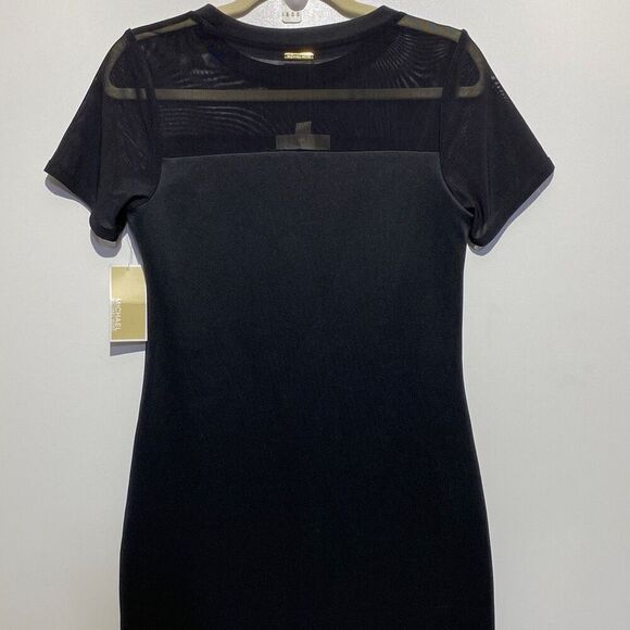 Michael Michael Kors Women's Mesh Short Sleeve Sheath Dress Black Size XS NWT - Picture 5 of 9
